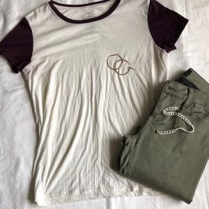 Maroon and cream top